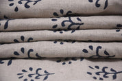 Handmade Block Print Pure Linen Fabric For Chair Upholstery -Shivri