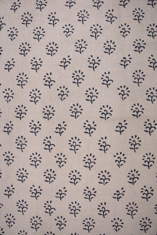 Handmade Block Print Pure Linen Fabric For Chair Upholstery -Shivri