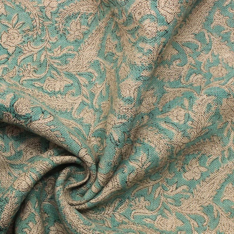 Premium Quality Hand Block Print Sage Green & Beige -Black Forest