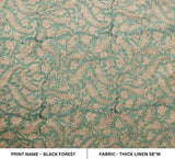 Premium Quality Hand Block Print Sage Green & Beige -Black Forest