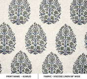 Eco-Friendly Hand Block Print Beige Viscose Linen Fabric - Kumud