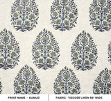 Eco-Friendly Hand Block Print Beige Viscose Linen Fabric - Kumud
