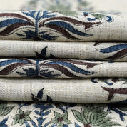 Eco-Friendly Hand Block Print Beige Viscose Linen Fabric - Kumud