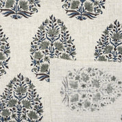 Eco-Friendly Hand Block Print Beige Viscose Linen Fabric - Kumud