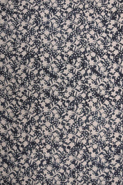 Premium Hand Block Print Blue Floarl Pure Linen Fabric - Firoza