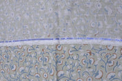 Premium Hand Block Print Bluish Floral Pure Linen Fabric - Himachal