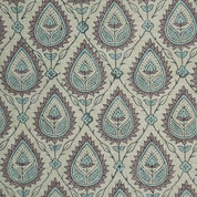 Premium Hand Block Print Brown Floral Linen Fabric- Pan Patti