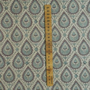 Premium Hand Block Print Brown Floral Linen Fabric- Pan Patti