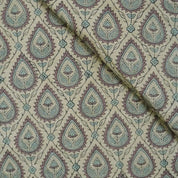 Premium Hand Block Print Brown Floral Linen Fabric- Pan Patti