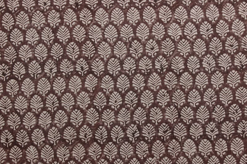 Premium Hand Block Print Brown Thick Linen Fabric - Sangmarmar