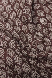 Premium Hand Block Print Brown Thick Linen Fabric - Sangmarmar