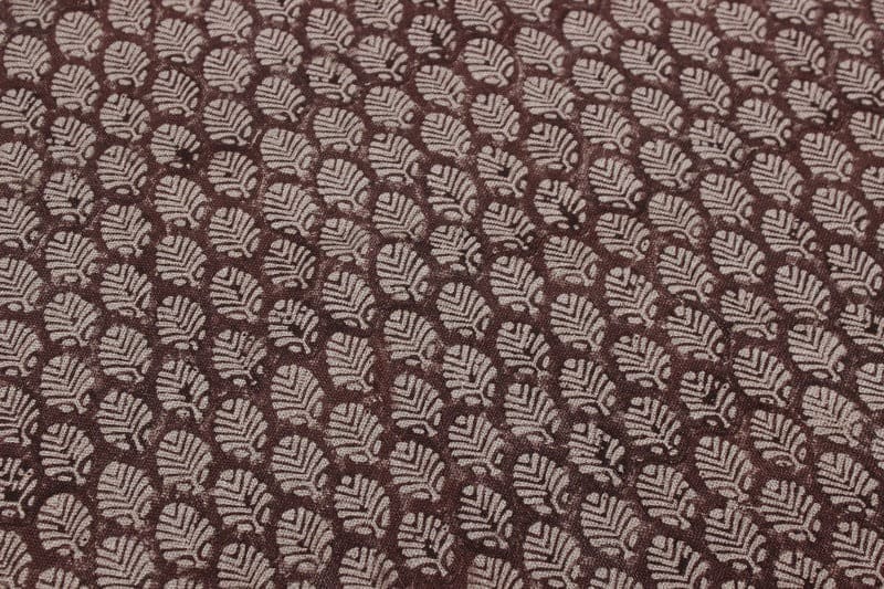 Premium Hand Block Print Brown Thick Linen Fabric - Sangmarmar