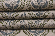 Elegant Hand Block Print viscose Linen Fabric Curtains - Amarbel Design