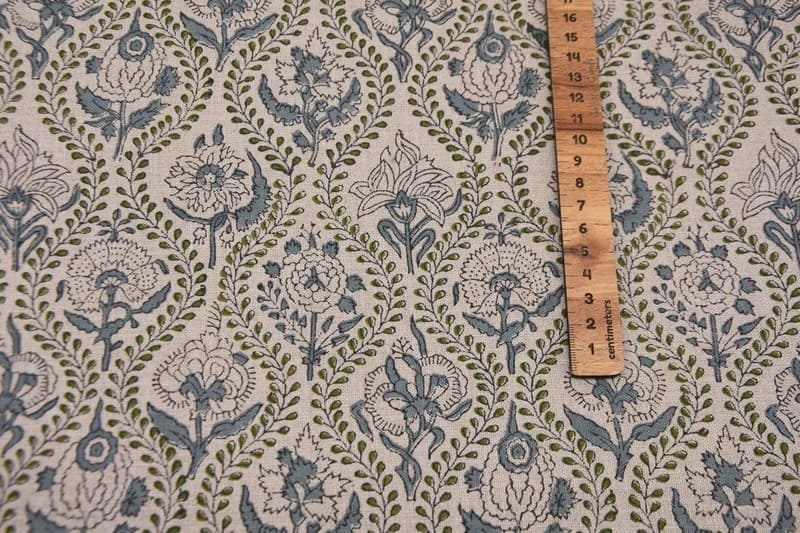 Elegant Hand Block Print viscose Linen Fabric Curtains - Amarbel Design