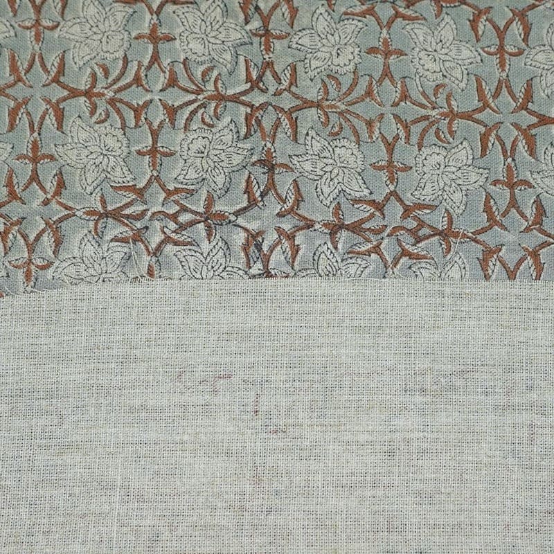 Eco Friendly Hand Block Print Gray Thick Linen fabric - Chudamani