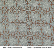 Eco Friendly Hand Block Print Gray Thick Linen fabric - Chudamani