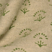 Premium Hand Block Print Green Thick Linen Fabric - Sparkle