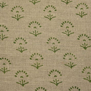Premium Hand Block Print Green Thick Linen Fabric - Sparkle