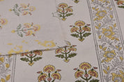 Handcrafted Block Print Mustard Duck Canvas Fabric - Traffic Border