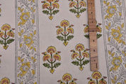 Handcrafted Block Print Mustard Duck Canvas Fabric - Traffic Border