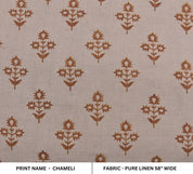 Premium Hand Block Print Mustard Pure Linen 58 W Fabric - Chameli