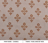 Premium Hand Block Print Mustard Pure Linen 58 W Fabric - Chameli