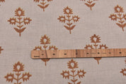 Premium Hand Block Print Mustard Pure Linen 58 W Fabric - Chameli
