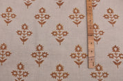 Premium Hand Block Print Mustard Pure Linen 58 W Fabric - Chameli