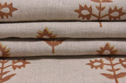 Premium Hand Block Print Mustard Pure Linen 58 W Fabric - Chameli