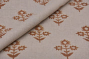 Premium Hand Block Print Mustard Pure Linen 58 W Fabric - Chameli