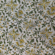 Premium Eco Friendly Hand Block Print Sage Green Fabric - Jhalawar