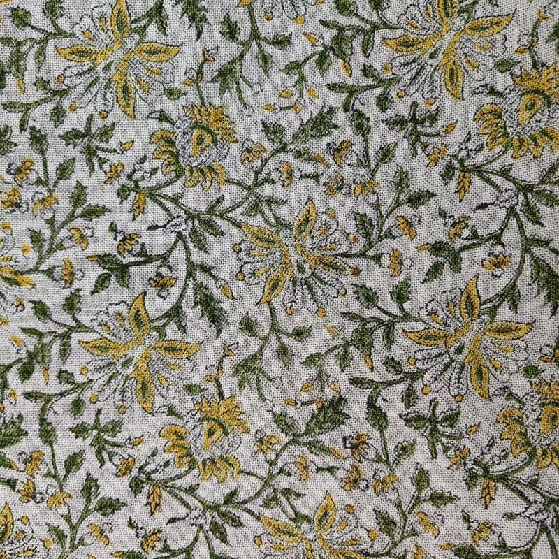 Premium Eco Friendly Hand Block Print Sage Green Fabric - Jhalawar