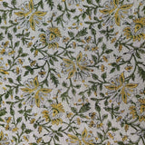 Premium Eco Friendly Hand Block Print Sage Green Fabric - Jhalawar