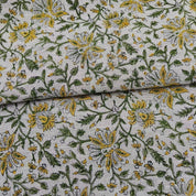 Premium Eco Friendly Hand Block Print Sage Green Fabric - Jhalawar