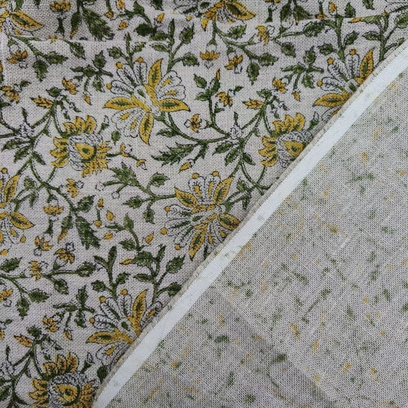 Premium Eco Friendly Hand Block Print Sage Green Fabric - Jhalawar