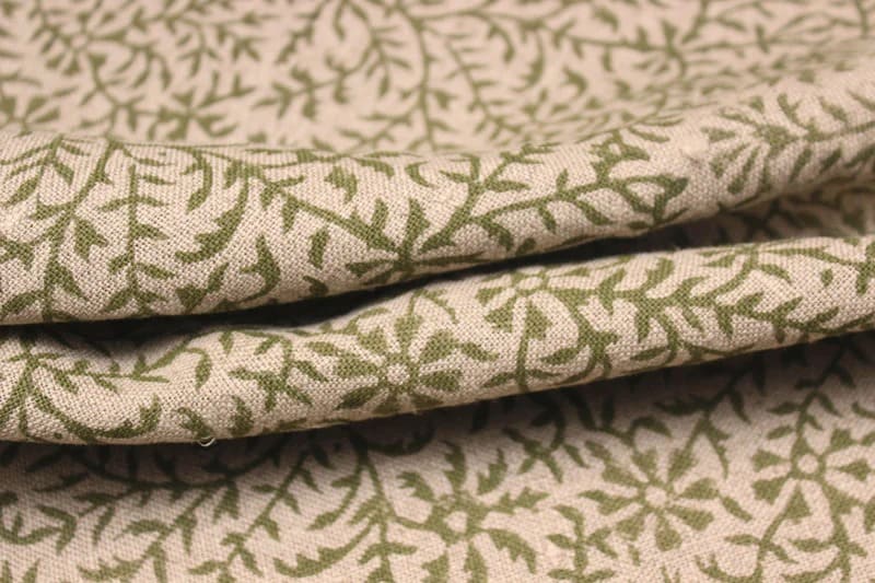 Hand Block Print Pure Linen Fabric For Interior Space - Junglee Ghass