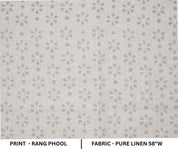 Premium Handcraft Block Print grey Pure Linen Fabric - Rang Phool