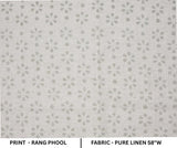 Premium Handcraft Block Print grey Pure Linen Fabric - Rang Phool
