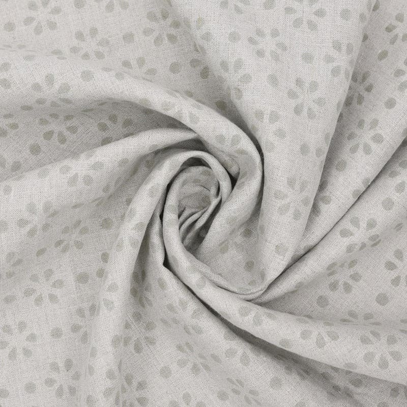 Premium Handcraft Block Print grey Pure Linen Fabric - Rang Phool
