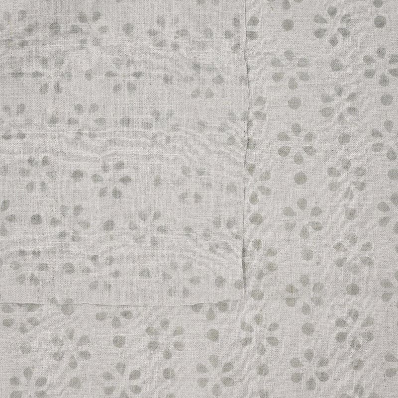 Premium Handcraft Block Print grey Pure Linen Fabric - Rang Phool