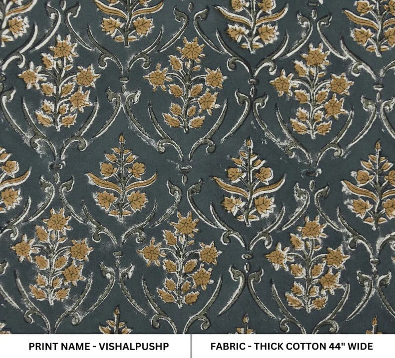 Handcrafted Block Print Thick Cotton Fabric For Curtain -Vishalpushp