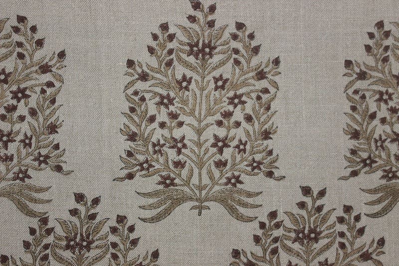 Premium Handmade Block Print Brown Thick linen Fabric - Vrindavan