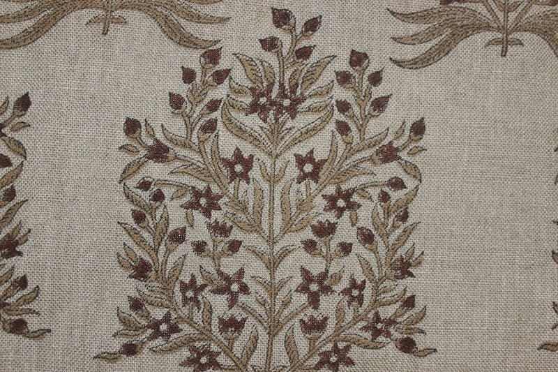 Premium Handmade Block Print Brown Thick linen Fabric - Vrindavan