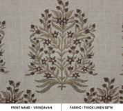 Premium Handmade Block Print Brown Thick linen Fabric - Vrindavan