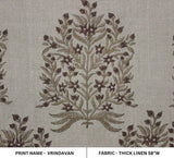 Premium Handmade Block Print Brown Thick linen Fabric - Vrindavan
