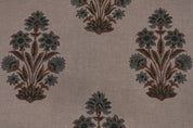 Premium Hand Block Print Gray Floral Pure Linen Fabric - Morpankh