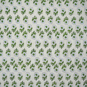 Premium Hand Block Print Green Pure Linen 58w Fabric - Ashok