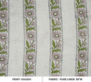 Aristanal Handmade Block Print Pink Pure Linen Fabric 58w -Khushi