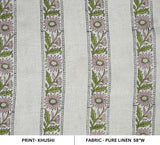 Aristanal Handmade Block Print Pink Pure Linen Fabric 58w -Khushi