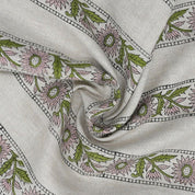 Aristanal Handmade Block Print Pink Pure Linen Fabric 58w -Khushi